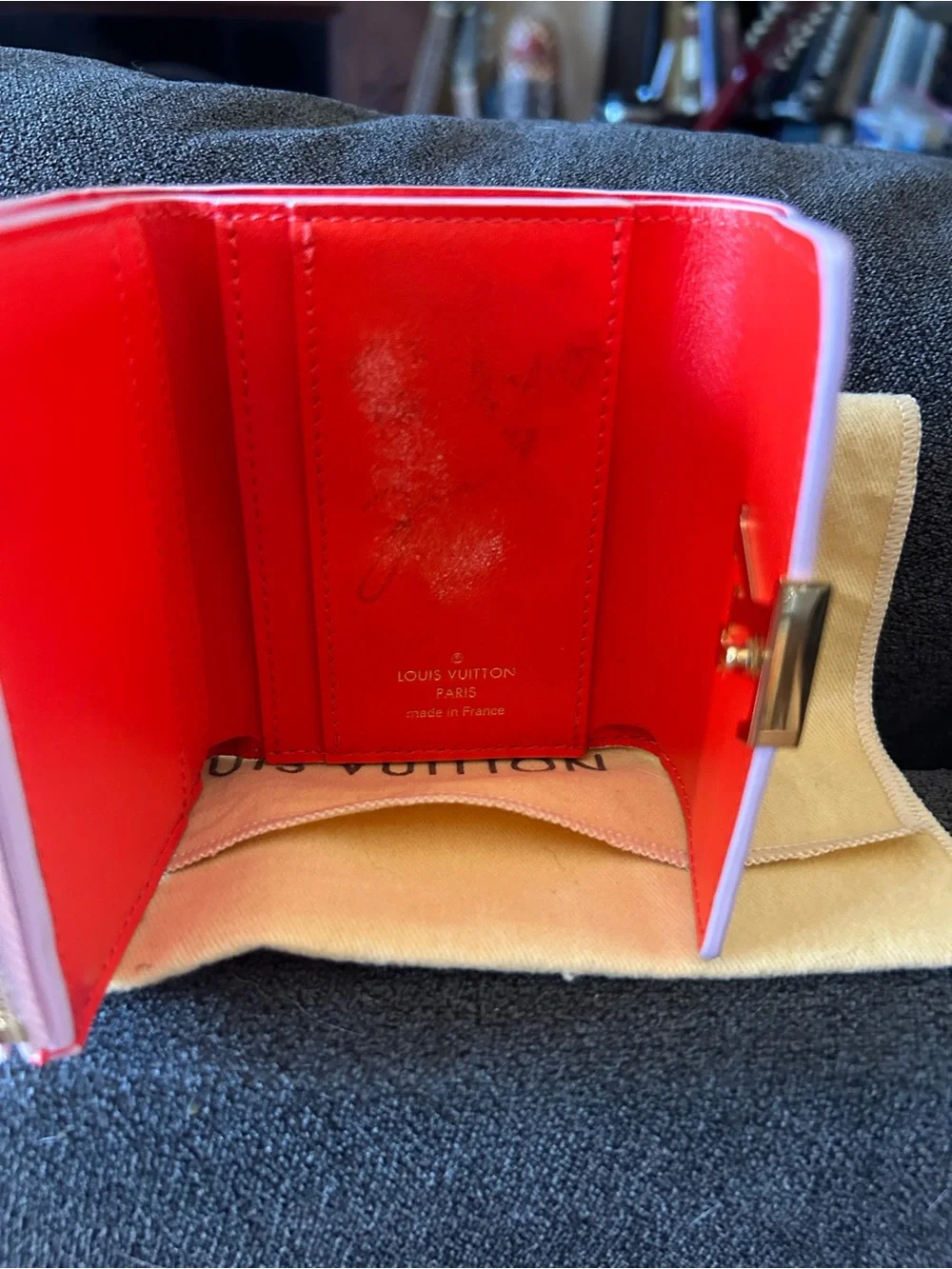 Louis Vuitton Capucines Limited Edition pink and red leather trifold wallet